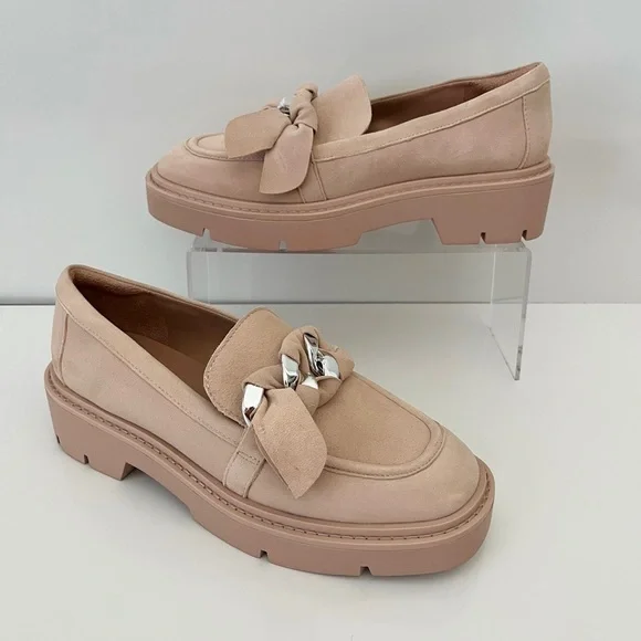 NORDSTROM Trinity Lug Sole Leather Loafer In Pink Peach NEW - Picture 3 of 13